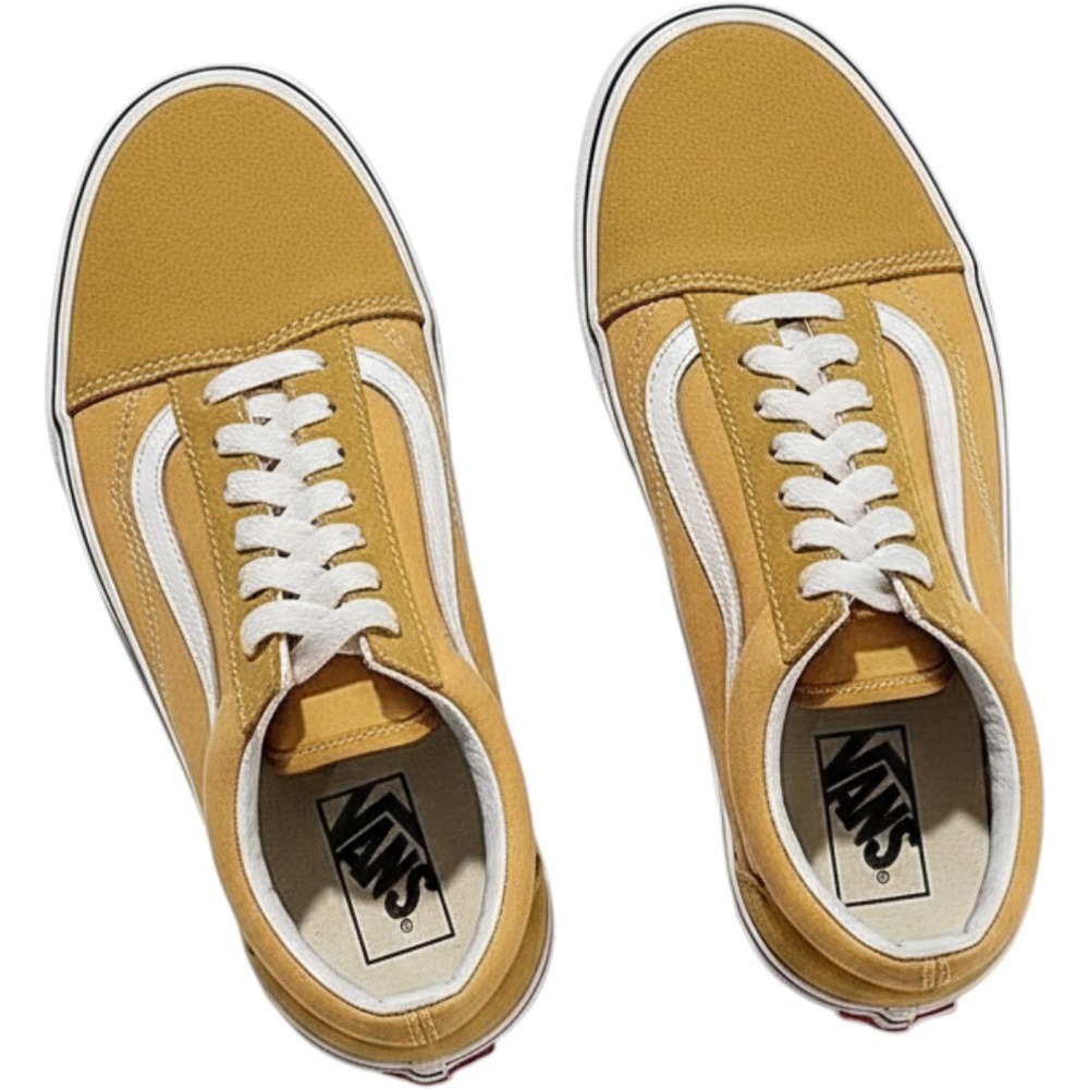 Vans Old Skool Ochre Yellow White Suede Canvas Skate Shoes Mens 6 Womens 7.5